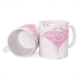 New Zealand Manta Ray Tattoo Ceramic Mug Aotearoa Maori Haehae Pink