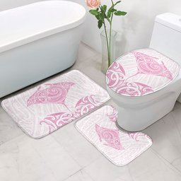 New Zealand Manta Ray Tattoo Bathroom Set Aotearoa Maori Haehae Pink