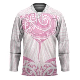 New Zealand Manta Ray Tattoo Hockey Jersey Aotearoa Maori Haehae Pink