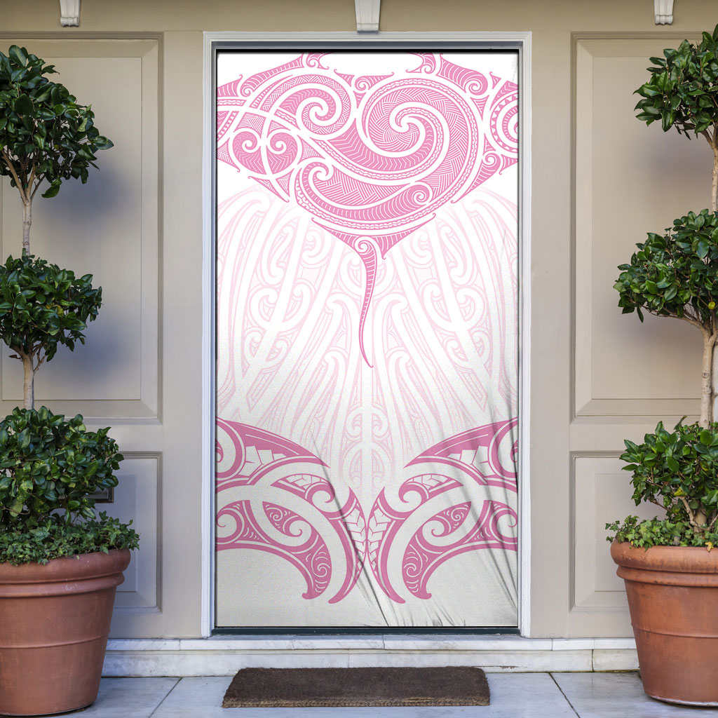 New Zealand Manta Ray Tattoo Door Cover Aotearoa Maori Haehae Pink