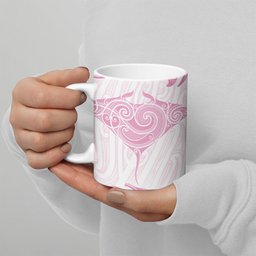 New Zealand Manta Ray Tattoo Ceramic Mug Aotearoa Maori Haehae Pink