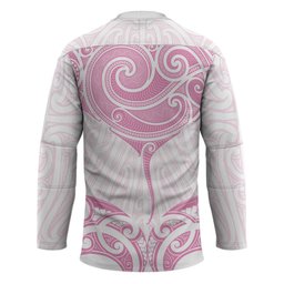 New Zealand Manta Ray Tattoo Hockey Jersey Aotearoa Maori Haehae Pink