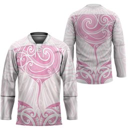 New Zealand Manta Ray Tattoo Hockey Jersey Aotearoa Maori Haehae Pink