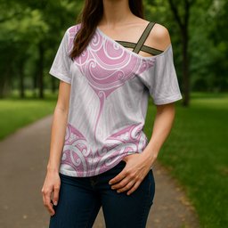 New Zealand Manta Ray Tattoo Cross Shoulder Shirt Aotearoa Maori Haehae Pink