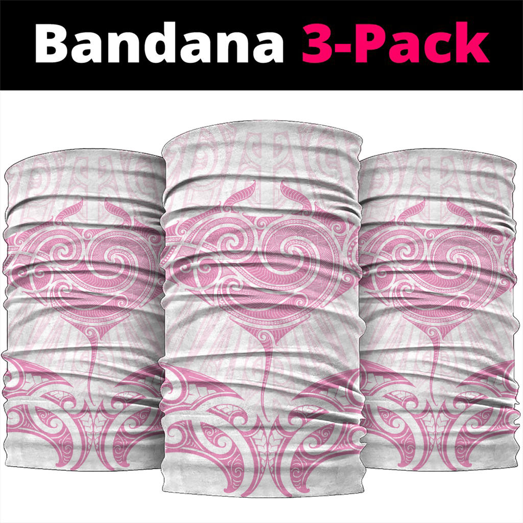 New Zealand Manta Ray Tattoo Neck Gaiter Aotearoa Maori Haehae Pink