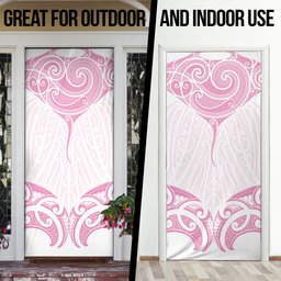 New Zealand Manta Ray Tattoo Door Cover Aotearoa Maori Haehae Pink