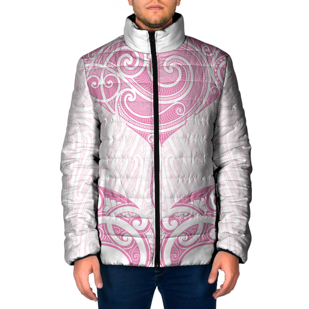 New Zealand Manta Ray Tattoo Padded Jacket Aotearoa Maori Haehae Pink