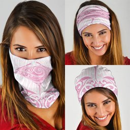 New Zealand Manta Ray Tattoo Neck Gaiter Aotearoa Maori Haehae Pink