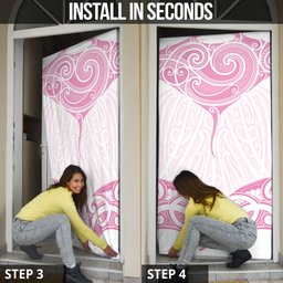 New Zealand Manta Ray Tattoo Door Cover Aotearoa Maori Haehae Pink