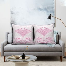 New Zealand Manta Ray Tattoo Pillow Cover Aotearoa Maori Haehae Pink