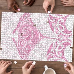 New Zealand Manta Ray Tattoo Puzzle Aotearoa Maori Haehae Pink
