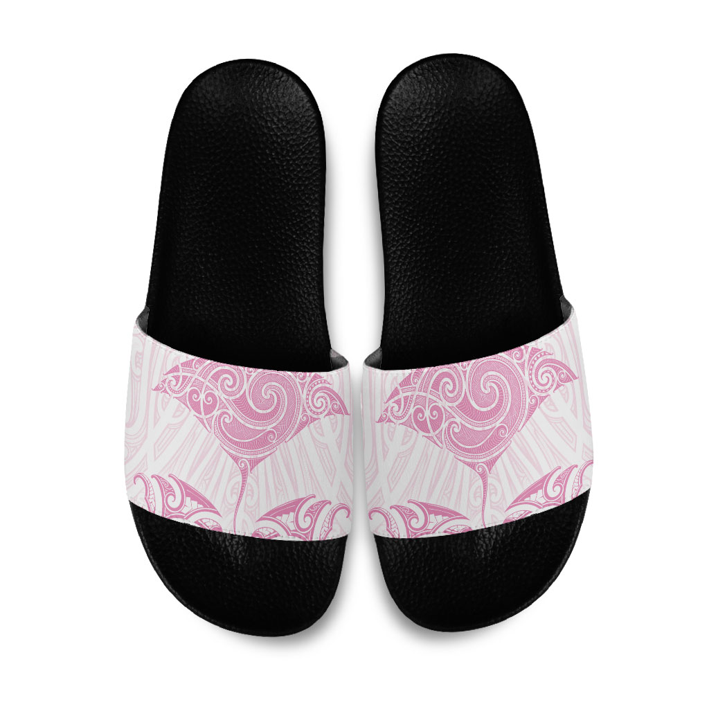 New Zealand Manta Ray Tattoo Slide Sandals Aotearoa Maori Haehae Pink