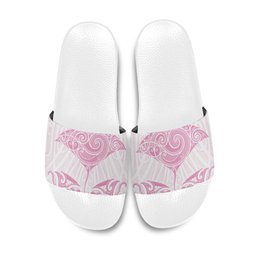 New Zealand Manta Ray Tattoo Slide Sandals Aotearoa Maori Haehae Pink