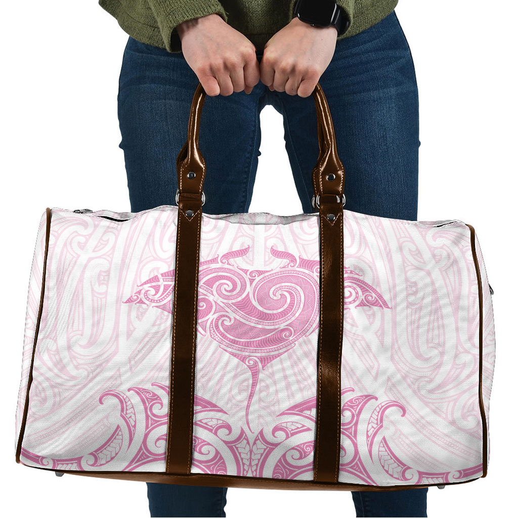New Zealand Manta Ray Tattoo Travel Bag Aotearoa Maori Haehae Pink