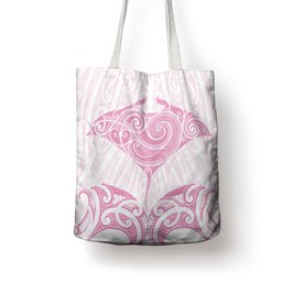 New Zealand Manta Ray Tattoo Tote Bag Aotearoa Maori Haehae Pink