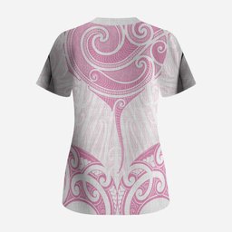 New Zealand Manta Ray Tattoo Scrub Top Aotearoa Maori Haehae Pink