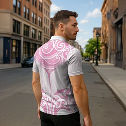 New Zealand Manta Ray Tattoo Zipper Polo Shirt Aotearoa Maori Haehae Pink