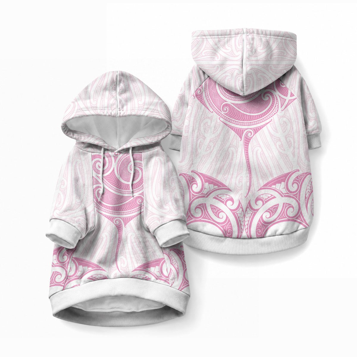 New Zealand Manta Ray Tattoo Pet Hoodie Aotearoa Maori Haehae Pink