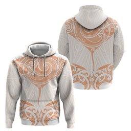 New Zealand Manta Ray Tattoo Hoodie Aotearoa Maori Haehae Orange