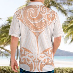 New Zealand Manta Ray Tattoo Hawaiian Shirt Aotearoa Maori Haehae Orange