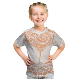 New Zealand Manta Ray Tattoo Kid T Shirt Aotearoa Maori Haehae Orange