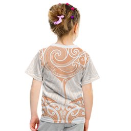 New Zealand Manta Ray Tattoo Kid T Shirt Aotearoa Maori Haehae Orange
