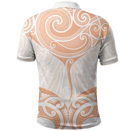 New Zealand Manta Ray Tattoo Polo Shirt Aotearoa Maori Haehae Orange