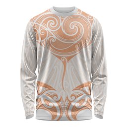 New Zealand Manta Ray Tattoo Long Sleeve Shirt Aotearoa Maori Haehae Orange