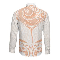 New Zealand Manta Ray Tattoo Long Sleeve Button Shirt Aotearoa Maori Haehae Orange