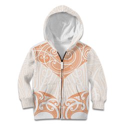 New Zealand Manta Ray Tattoo Kid Hoodie Aotearoa Maori Haehae Orange
