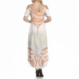 New Zealand Manta Ray Tattoo Summer Maxi Dress Aotearoa Maori Haehae Orange