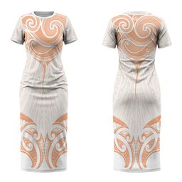 New Zealand Manta Ray Tattoo Couples Matching Short Sleeve Bodycon Dress and Hawaiian Shirt Aotearoa Maori Haehae Orange