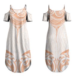 New Zealand Manta Ray Tattoo Couples Matching Summer Maxi Dress and Hawaiian Shirt Aotearoa Maori Haehae Orange