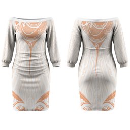 New Zealand Manta Ray Tattoo Couples Matching Off The Shoulder Long Sleeve Dress and Long Sleeve Button Shirt Aotearoa Maori Haehae Orange