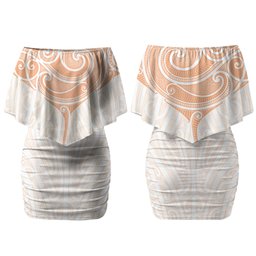 New Zealand Manta Ray Tattoo Family Matching Off Shoulder Short Dress and Hawaiian Shirt Aotearoa Maori Haehae Orange