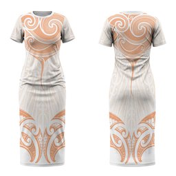New Zealand Manta Ray Tattoo Family Matching Short Sleeve Bodycon Dress and Hawaiian Shirt Aotearoa Maori Haehae Orange