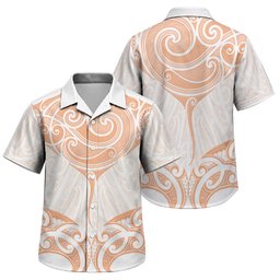 New Zealand Manta Ray Tattoo Family Matching Off Shoulder Short Dress and Hawaiian Shirt Aotearoa Maori Haehae Orange