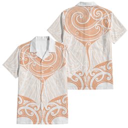 New Zealand Manta Ray Tattoo Family Matching Mermaid Dress and Hawaiian Shirt Aotearoa Maori Haehae Orange
