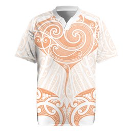 New Zealand Manta Ray Tattoo Rugby Jersey Aotearoa Maori Haehae Orange