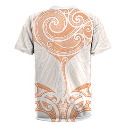 New Zealand Manta Ray Tattoo Rugby Jersey Aotearoa Maori Haehae Orange