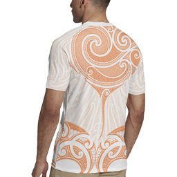 New Zealand Manta Ray Tattoo Rugby Jersey Aotearoa Maori Haehae Orange