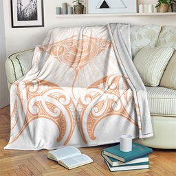 New Zealand Manta Ray Tattoo Blanket Aotearoa Maori Haehae Orange