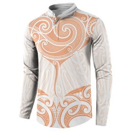 New Zealand Manta Ray Tattoo Button Sweatshirt Aotearoa Maori Haehae Orange