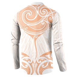 New Zealand Manta Ray Tattoo Button Sweatshirt Aotearoa Maori Haehae Orange