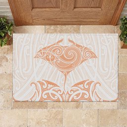 New Zealand Manta Ray Tattoo Rubber Doormat Aotearoa Maori Haehae Orange
