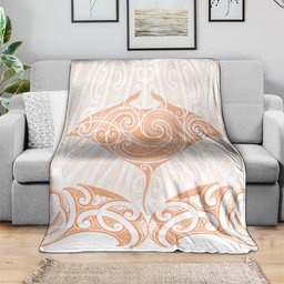 New Zealand Manta Ray Tattoo Blanket Aotearoa Maori Haehae Orange
