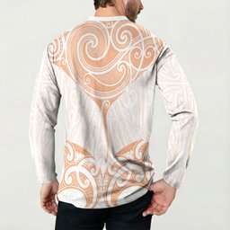 New Zealand Manta Ray Tattoo Button Sweatshirt Aotearoa Maori Haehae Orange