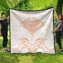New Zealand Manta Ray Tattoo Quilt Aotearoa Maori Haehae Orange