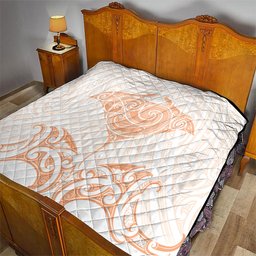 New Zealand Manta Ray Tattoo Quilt Aotearoa Maori Haehae Orange