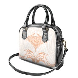 New Zealand Manta Ray Tattoo Shoulder Handbag Aotearoa Maori Haehae Orange